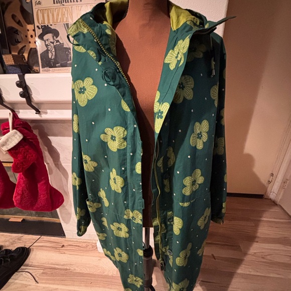 Gudrun Sjoden Green Floral Parka like new worn once sz large- a rare find! - Picture 2 of 15